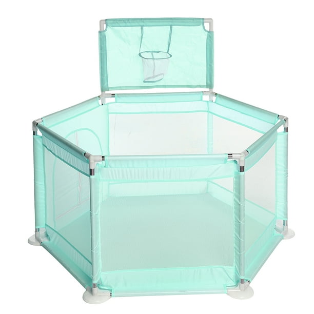 Great Playpen For Kid Playard Safety Gate 6 Panel Fence Indoor And Outdoor Playpen Fence With Basket And Breathable Mesh Walmart Com Walmart Com