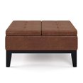 thumbnail image 4 of SIMPLIHOME Dover 36 inch Wide Square Coffee Table Lift Top Storage Ottoman, Cocktail Footrest Stool in Upholstered Distressed Saddle Brown Tufted Faux Leather for the Living Room, Contemporary, 4 of 5