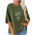 thumbnail image 6 of Ounisa Linen Shirts for Women 3/4 Sleeve Plus Size Tops Loose Crew Neck T Shirts Casual Three Quarter Length Tunic Summer Printed Tops with Pocket, 6 of 6