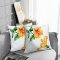 thumbnail image 6 of LALILO Throw Pillow Covers Watercolor Orange Hibiscus Flowers Cushion Cover 18" x 18", 2 Pack, 6 of 6
