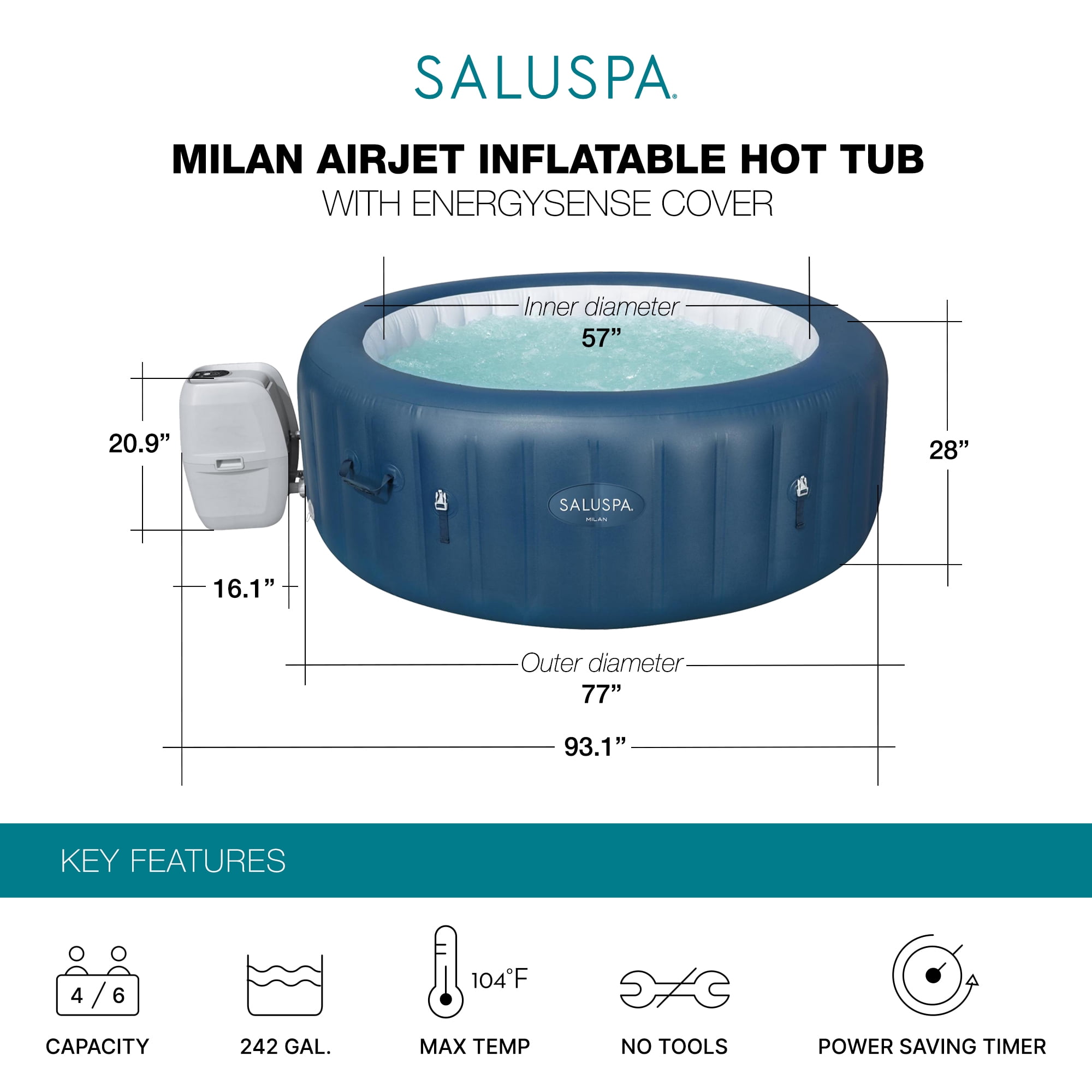 Bestway SaluSpa Milan Hot Tub + Bestway SaluSpa Spa Seat (2 Pack)