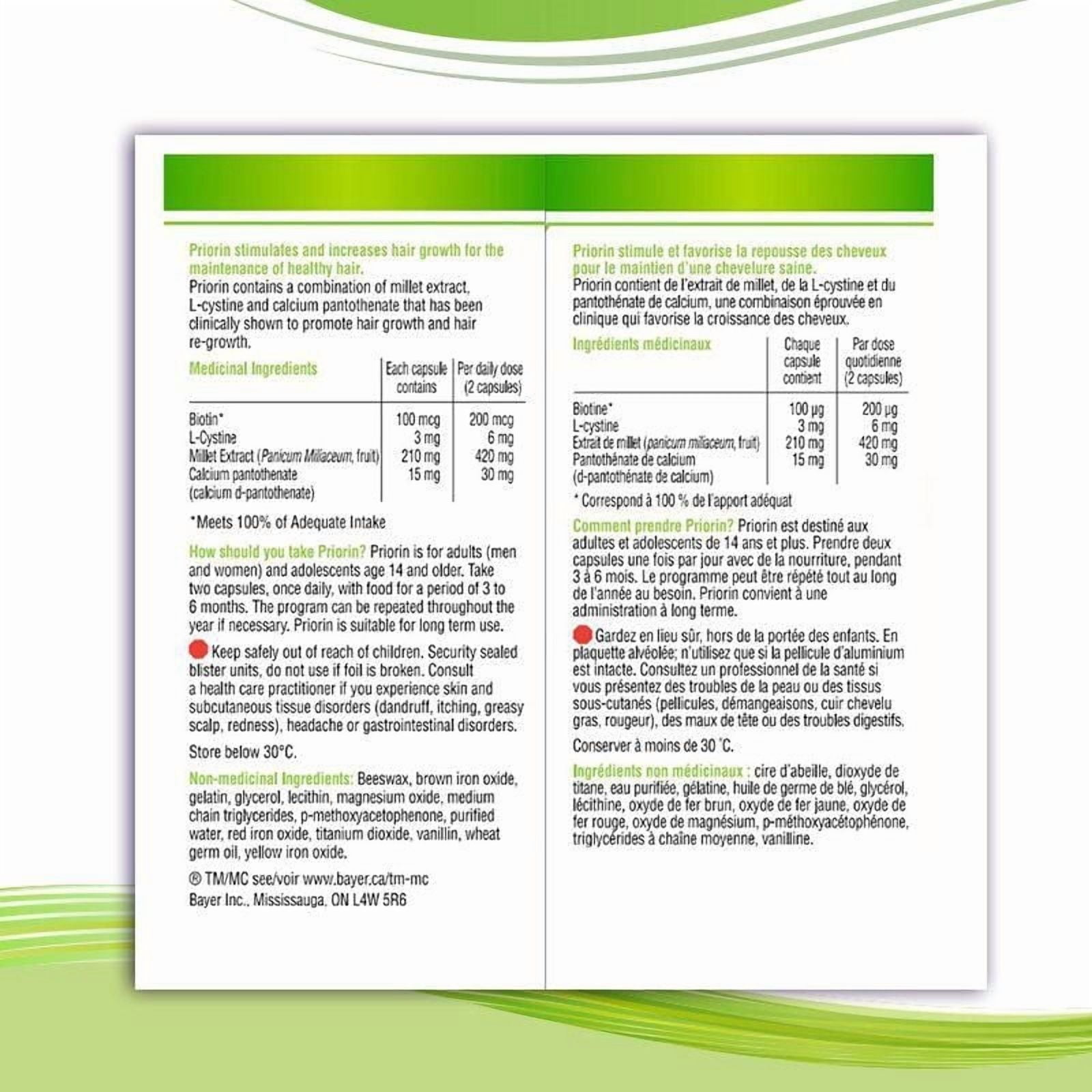 Vitamines pour la pousse des cheveux avec biotine Priorin – Vitamines pour les cheveux destinées à stimuler la pousse des cheveux chez les hommes et les femmes; réduit la perte de cheveux après le lav 60 capsules, 1 mois de traitement