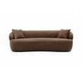 thumbnail image 2 of 3 Seat Upholstered Curved Sofa, Mid Century Modern Cloud Couch Boucle Sofa, Fabric Couch for Living Room, Bedroom, Office, Dark Brown, 2 of 9