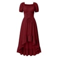 thumbnail image 2 of LEKWK Medieval Dress for Women Puff Sleeve High Low Renaissance Dress Square Neck Corset Lace Up Ruffle Victorian Halloween Costumes, 2 of 7