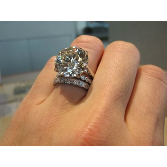 Dazzlingdaimonds Jewels 4.00 Ctw Round Cut White Diamond Wedding Anniversary Wedding Bridal Set Band Ring 14K White Gold Plated 925 Sterling Silver 925 Sterling Silver -5