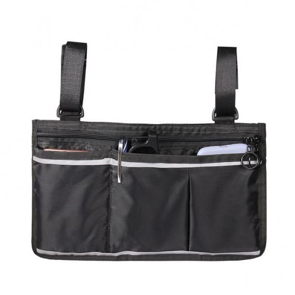 Bolsa para silla de ruedas Sunnimix azul Bolsa eposas Soporte para teléfono con riel de cama multifuncional Negro Armrest Basket para silla de ruedas