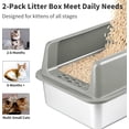 thumbnail image 3 of 2 Pack Stainless Steel Litter Box with Lid, Medium Enclosed Metal Cat Litter Box Pan High Sided, Easy Clean Anti-Leakage Litterbox Tray for Cats, Kittens or Multicat, Bunny, Scoop Included, 3 of 13