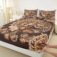 thumbnail image 3 of Homewish Brown Paisley Print Twin Sheet Sets for Adult, Vintage Damask Flower Twin Fitted Sheet, Southwestern Theme Flat Sheet, Super Cozy Room Decor, 3-Piece, 3 of 7