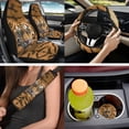 thumbnail image 4 of Binienty Tiger Print Automotive Seat Covers Full Set with Car 15 Inch Steering Wheel Cover Elastic Armrest Cushion Pad Vehicle Seat Belt Cushion Pad Keychain Auto Interior Accessories Set 14 Piece​, 4 of 8