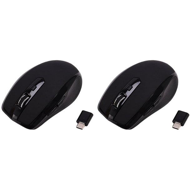 2X Type-C 2.4Ghz Raton Inalambrico Disponible con Receptor USB C para Pro Y Chromebook Negro