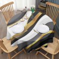 thumbnail image 3 of Black White Gold Wave Marble Round Tablecloth 60"x60",Wrinkle Wipeable Table Cloth for Kitchen Dining Room Picnic Patio Party, 3 of 6