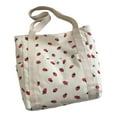 thumbnail image 2 of Under $5, Strawberry Print Bag, Corduroy Strawberry Tote Bag, Large Capacity with Zip Closure, Stylish & Practical, Strawberry Purse, White by Goohae, 2 of 8