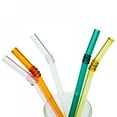 5Pcs Glass Straws, Reusable Glass Straws Set, Borosilicate Glass Healthy Eco Friendly Drinking