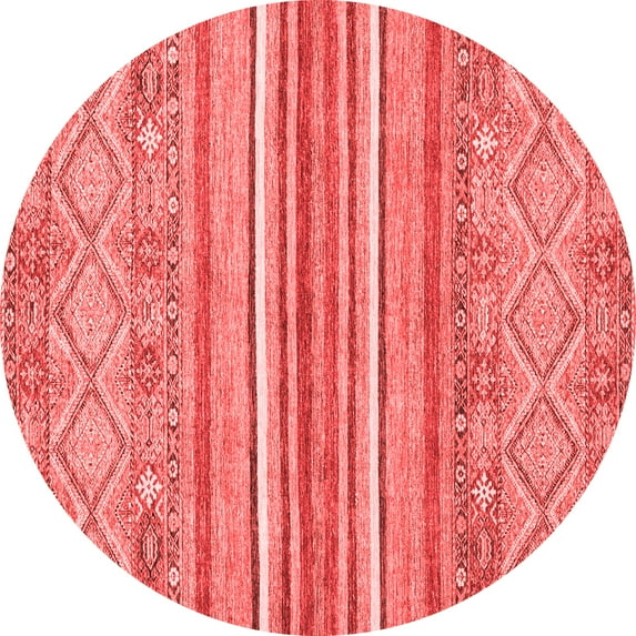 Ahgly Company Machine Washable Indoor Round Abstract Red Modern Area Rugs, 4' Round