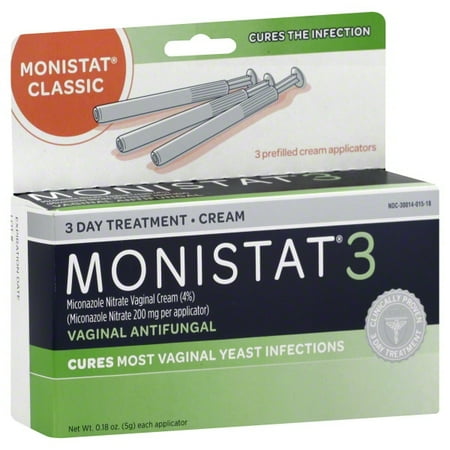Monistat 3 Day Yeast Infection Treatment for Women, 3 Miconazole Pre-Filled Cream Applicators, 1 Pack