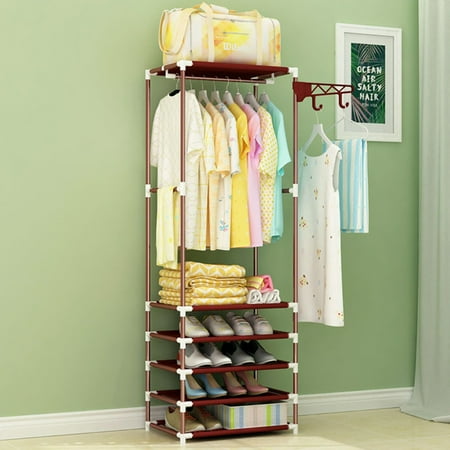 clothes hanging storage rack coat standing metal iron bedroom hanger cloth shelf floor inch