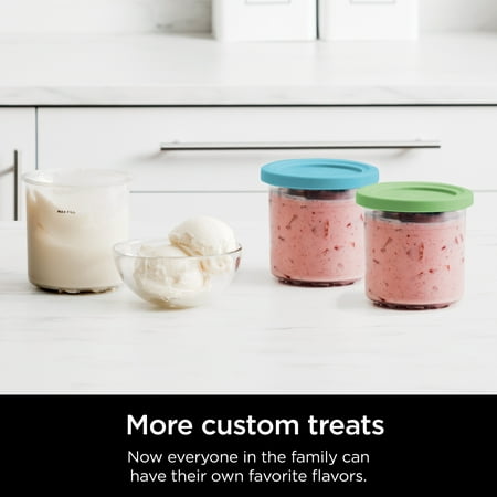CREAMi Pints and Lids - 2 Pack, Compatible with NC300s Series Ninja Creami Ice Cream Makers - Clear/Lime/Aqua