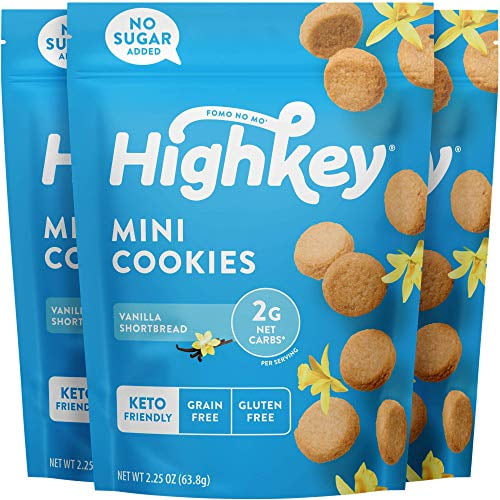 HighKey Keto Cookies - Low Carb Dessert, Grain & Gluten Free Desserts Paleo and Diabetic Snacks Healthy Sweets Almond Cookie No Sugar Added Sweet Diet Friendly Snack Vanilla Shortbread 3 Pack