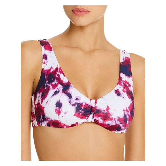 Aqua Womens Printed Knot Front Swim Top Separates