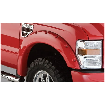 Bushwacker by RealTruck Pocket/Rivet Style Front Fender Flares | 2-Piece Set, Black, Smooth Finish | 20055-02 | Compatible with 2008-2010 Ford F-250/F-350 Styleside Super Duty