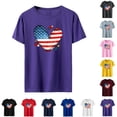 thumbnail image 4 of Joernso Independence Day Heart Unisex T-shirt Anti-wrinkle Exquisite Edging Polyester Tee Top for Daily, 4 of 8