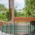 thumbnail image 2 of Ambesonne Geometric Fitted Round Tablecloth, Wave Pattern Cottagecore, 56"- 60" Diameter, Jade Green Pale Salmon, 2 of 5