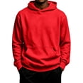 thumbnail image 4 of Fabrcox S-5xl Hoodies for Men Big and Tall Fleece Lined Hooded Sweatshirts Mens Solid Color Fall Winter Warm Athletic Long Sleeve Pullover for Men with Pockets Red 5XL, 4 of 4