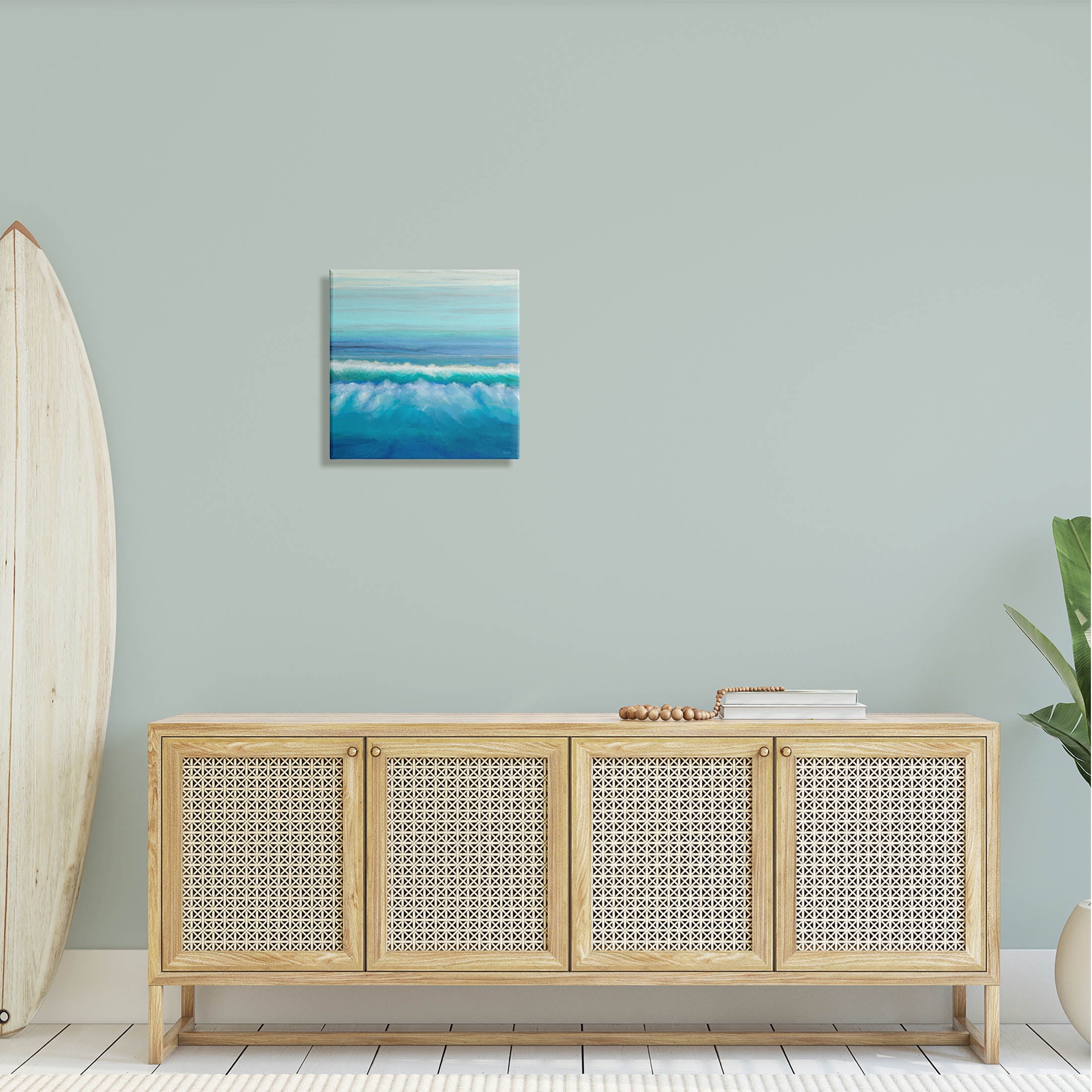 Nautical Ocean Rolling Waves Coastal Painting Gallery Wrapped Canvas Print Wall Art