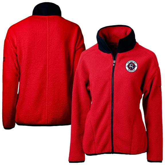 Women's Cutter & Buck Red New England Revolution Cascade Eco Fleece Full-Zip Jacket