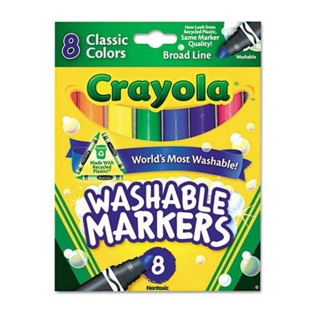Crayola Broad Line Washable Markers Color Max, 8 Classic Colors (4 Packs)