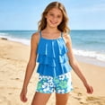 thumbnail image 2 of RTKFRFLM Girls Tankini Swimsuit Set 2-Piece Layered Ruffle Top with Shorts for Kids Ages 6-14 Summer Beach Bathing Suit, 2 of 4