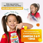 Omega 3 Gummies for Kids & Toddlers with Omega 6 & 9 (90 Count) DHA Children Brain Supplement for Heart and Vision Support - No Fish Oil and Gluten Free Immune Health Plant Based F