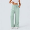 thumbnail image 2 of Jaunzuar Summer Pants for Women Straight Leg Elastic Waist Drawstring Pants Loose Versatile Casual Pants with Pockets L, 2 of 7