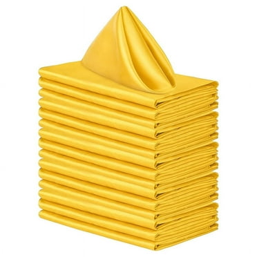 ERDOUY Polyester Napkins, 16.92 x 16.92 Inch, Washable Dinner Fabric Napkins for Restaurant, Wedding and Holiday Pack of 10 -Yellow