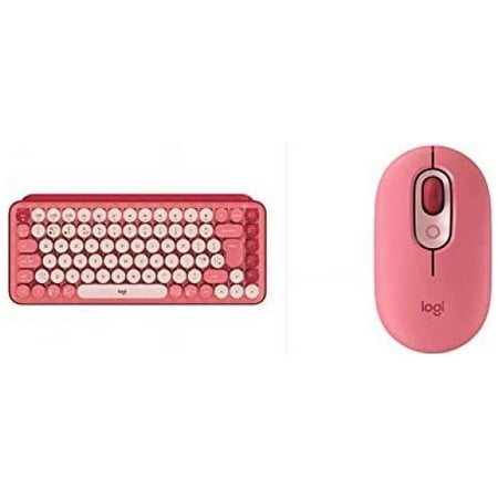 Logitech - POP Keys Wireless Mechanical Tactile Switch Keyboard for Windows/Mac with Customizable Emoji Keys - Heartbreaker Rose