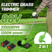 88V 1200W Electric Weed Eater Lawn Edger Cordless Grass String Trimmer Cutter(green)