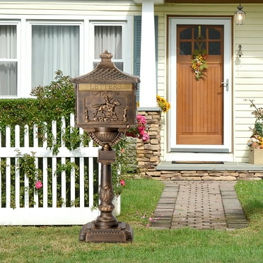 Ktaxon Mail Box Mailbox Lockable Mailbox,Cast Aluminum Postal Mail Box with Address Plaque