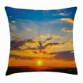 thumbnail image 1 of Yellow and Blue Throw Pillow Cushion Cover, Dramatic Sunset Horizon View Amongst Clouds Idyllic Weather Dreamy Scene, Decorative Square Accent Pillow Case, 20 X 20 Inches, Orange Blue, by Ambesonne, 1 of 2