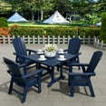 thumbnail image 2 of WestinTrends Malibu 5 Piece Adirondack Outdoor Dining Set, All Weather Poly Lumber Patio Table and Chairs Furniture Set, 43" Trestle Square Dining Table and 4 Adirondack Dining Chair, Navy Blue, 2 of 8