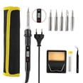 thumbnail image 1 of Kit de soldador eléctrico digital de 80 W, temperatura ajustable, herramienta de soldadura de 220 V y 110 V, calentador de cerámica, puntas de soldadura para retrabajo, azul, 1 of 5