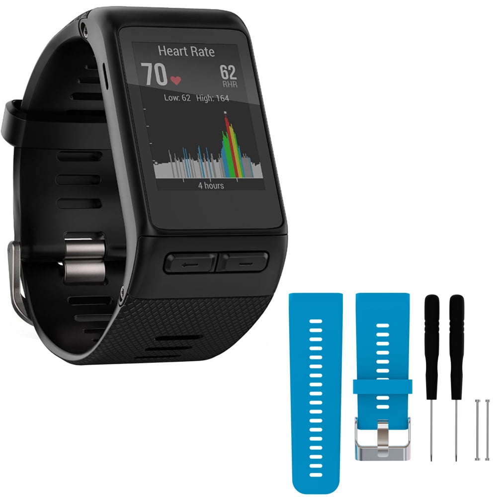 Garmin vivoactive HR GPS Smartwatch Regular Fit Black (010-01605-03) with General Brand Silicone Band Strap + Tools for... by Garmin