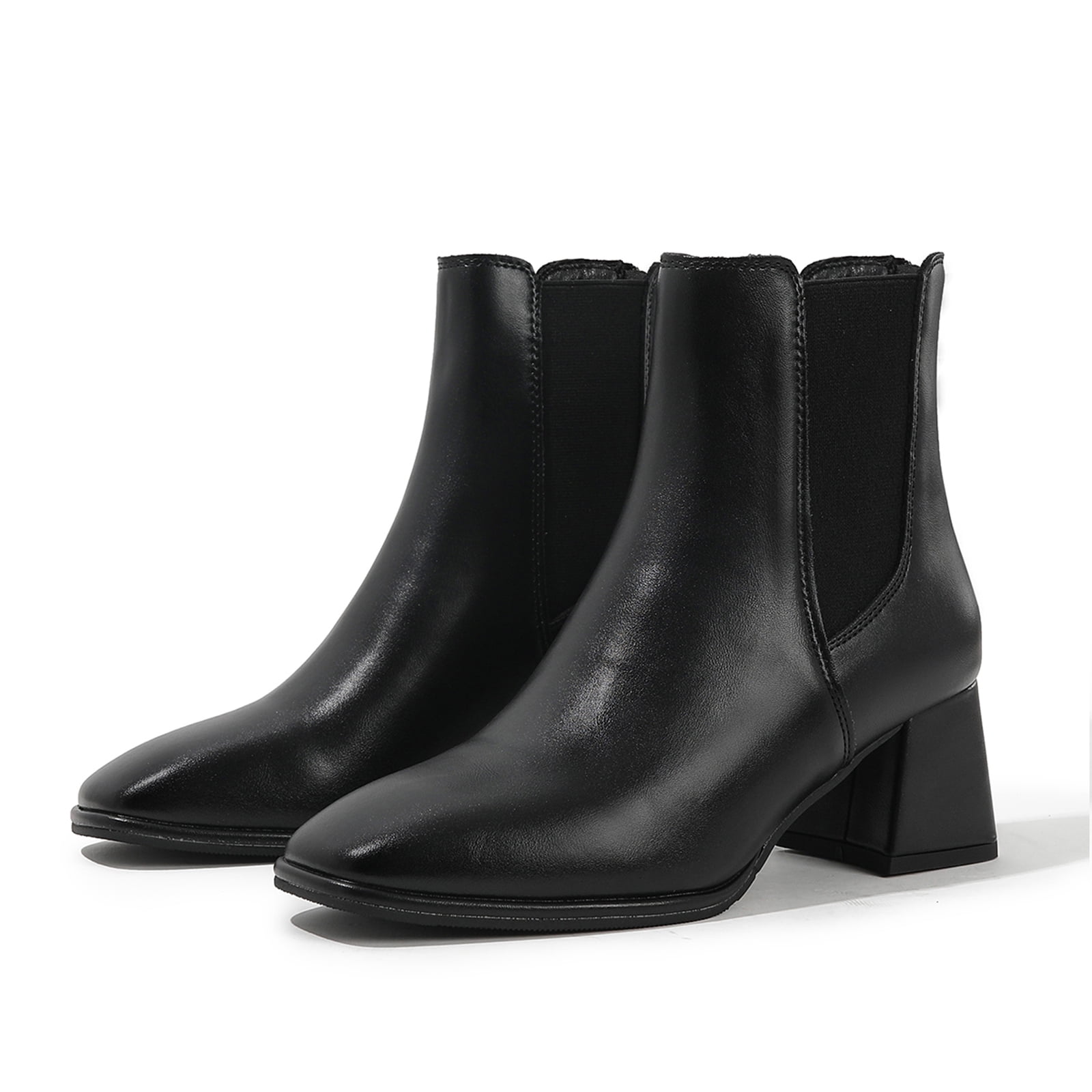 kkdom Chelsea Boots For Women Rain Boots Waterproof Lightweight Ankle Boots Winter Shoes Black Size 5.5