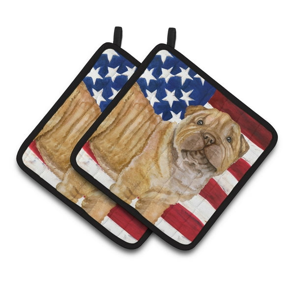 Caroline's Treasures Shar Pei Puppy Patriotic Pair of Pot Holders