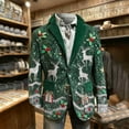 thumbnail image 7 of Qepwscx Men Xmas Jacket Ugly Christma Suits Long Sleeve Red Novelted Pixel Reindeer Button Blazer Two Button Wedding Office Sport Coat Business Prom Plus Size Blazer S-4X, 7 of 7