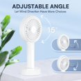 thumbnail image 2 of 1 mini ventilador portátil blanco, pequeño ventilador portátil con base ajustable/ángulo/ventilador de mano de 3 velocidades para oficina, maquillaje, viajes, compras, al aire libre JM, 2 of 5