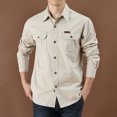 thumbnail image 2 of QATAINLAV Fishing Hiking Shirts for Men Long Sleeve Cargo Shirt Casual Button Down Blouse Solid Laple Collar Work Tops with Pockets Beige XXXXL Winter Clearance Prime, 2 of 5