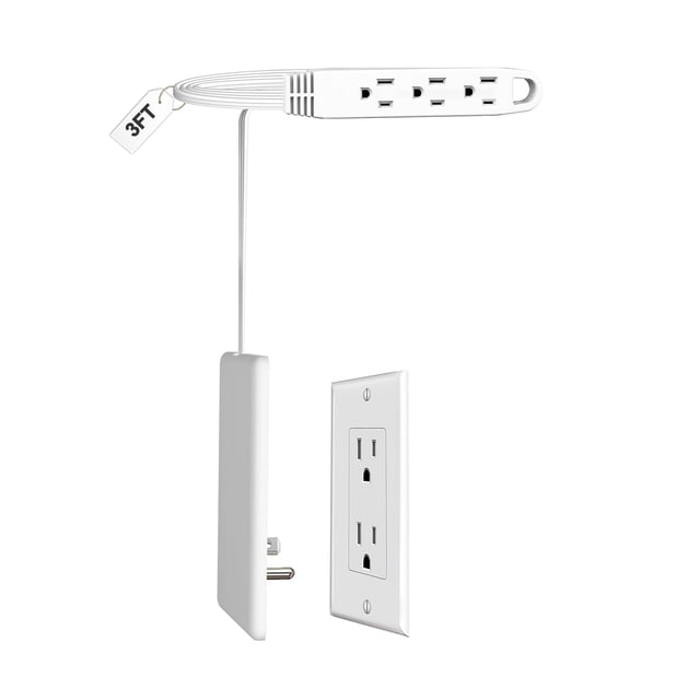 Cable de extensión, regleta de alimentación CABOCASA de 3 pies con 3 enchufes