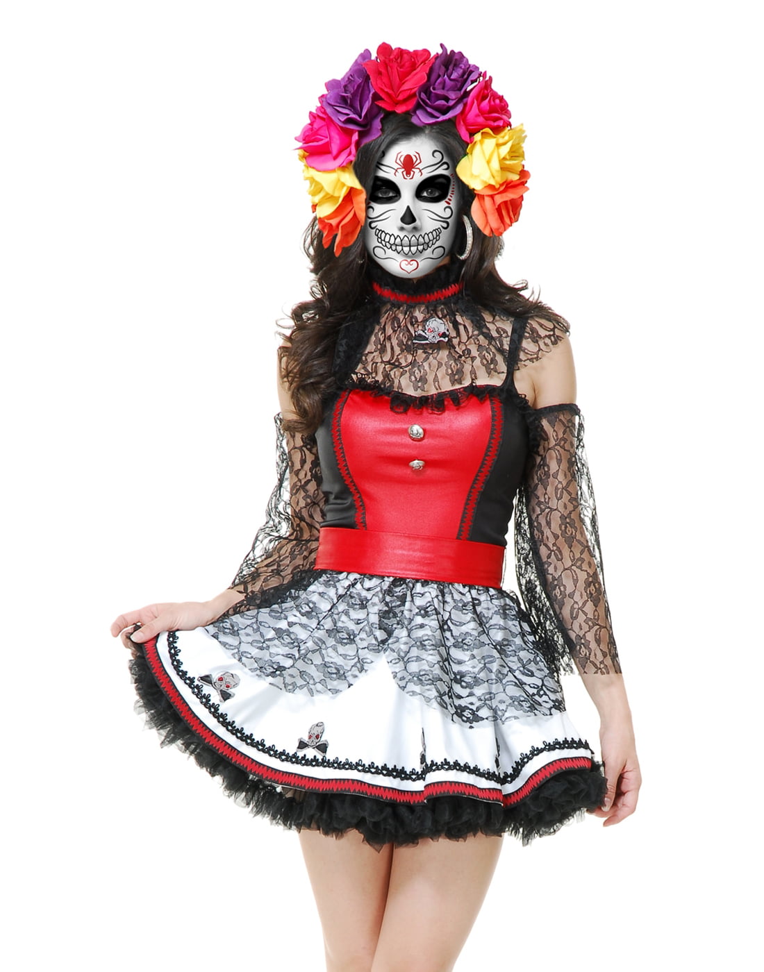 Day of The Dead Costume Bustier Adult Dia de Los Muertos Sugar Skull La Catrina 
