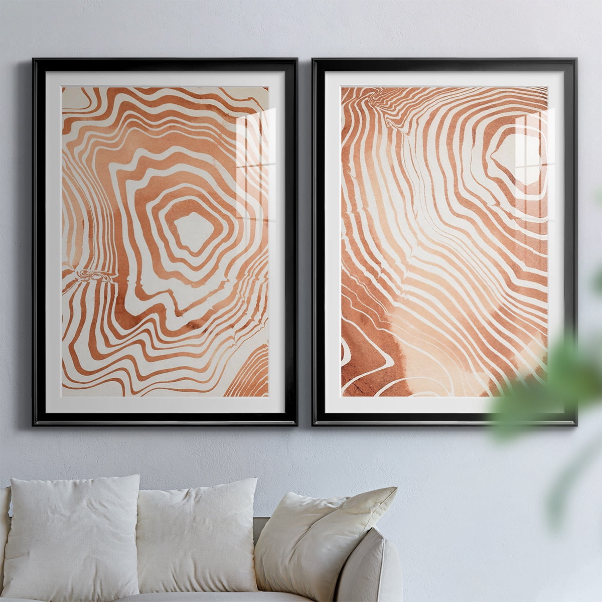 Wexford Home Wood Grain Suminagashi I Premium Framed Print, 18.5" x 24.5" - Ready to Hang, Black (Set of 2)