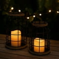 thumbnail image 5 of Farmhouse Decorative Lantern Set of 2, Boho Lanterns with LED Candles, Modern Farmhouse Indoor Outdoor Decor for Living Room Patio Porch Fireplace Kitchen Dining Table Centerpiece, 5 of 7